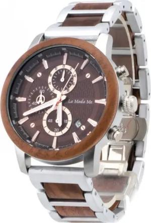 La Moda Me Multifunktionsuhr Timberline, (mit Werkzeug, Aufbewahrungsbox), Zebraholz, Edelstahl, mit Chronograph und Datum, Herrenuhr, nachhaltig