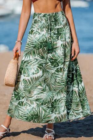 Tropischer Midi-Strandrock mit Bindedetail vorne