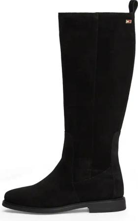 Tommy Hilfiger Stiefel "FLAG SUEDE LONG BOOT ZIP", Blockabsatz, Langschaftstiefel, Businesstiefel mit kleinem Logo