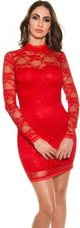 Koucla Minikleid Langarm-Minikleid mit Spitze, Cocktailkleid Kleid Abendkleid Business