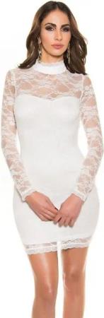 Koucla Minikleid Langarm-Minikleid mit Spitze, Cocktailkleid Kleid Abendkleid Business