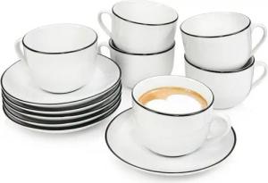 SÄNGER Kaffeeservice Marlo Kaffeetassen Set (12-tlg), 6 Personen, Porzellan, 12 tlg. Marlo Black Rim Kaffeetassen Set, Premium Collection