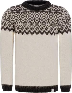 KIDKA Wollpullover Isländischer Pullover - Norwegerpullover für Damen / Herren - weiß - aus rauer isländischer Wolle
