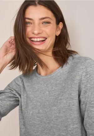 Cecil Damen Strukturpullover in Silber, Gr: M