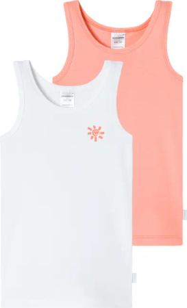 Unterhemden 2er-Pack Sonne apricot/ weiß - Fine Rib 98