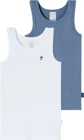 Unterhemden 2er-Pack Palme blau/weiß - Fine Rib 92