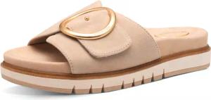 Pantolette mit verstellbaren Klettriemen - beige - Gr. 41 von Goldner Fashion