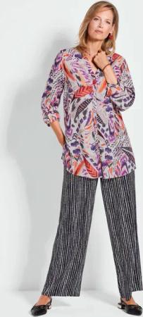 Longbluse aus fließender Viskose - bunt / gemustert - Gr. 38 von Goldner Fashion