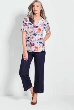 Printshirt aus Viskosejersey - weiß / gemustert - Gr. 25 von Goldner Fashion