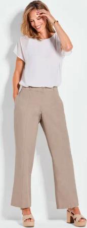 Weite Hose VERA in Leinen-Baumwoll-Qualität - beige - Gr. 46 von Goldner Fashion