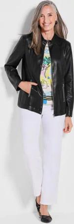 Jacke in Lederoptik - schwarz - Gr. 19 von Goldner Fashion