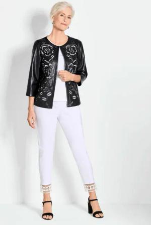 Jacke in Lederoptik - schwarz - Gr. 40 von Goldner Fashion