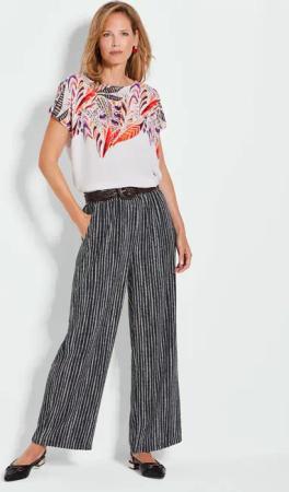 Palazzo-Hose VERA in Streifen-Tupfen-Optik - schwarz / weiß / gemustert - Gr. 215 von Goldner Fashion