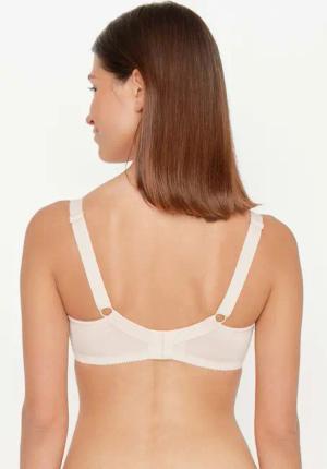 Bügelloser BH mit Spitze - beige - Gr. 85 D von Goldner Fashion