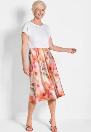 Satinrock - pfirsich / gemustert - Gr. 54 von Goldner Fashion