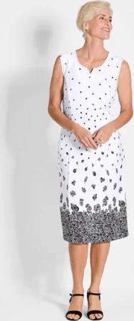 Druckkleid in Jerseyqualität - schwarz / weiß / gemustert - Gr. 20 von Goldner Fashion