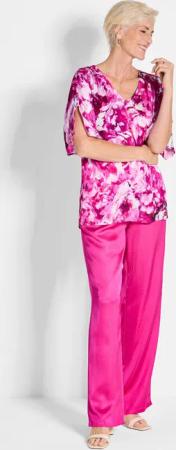 Bluse - pink / weiß / geblümt - Gr. 38 von Goldner Fashion
