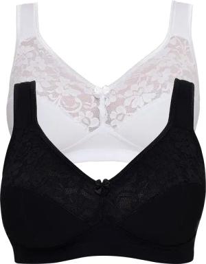 Bügelloser Komfort-BH im Doppelpack - weiß / schwarz - Gr. 90 C von Goldner Fashion