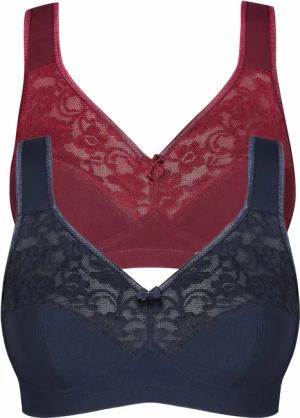 Bügelloser Komfort-BH im Doppelpack - dunkelrot / dunkelblau - Gr. 75 E von Goldner Fashion