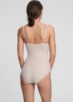Figurformender Body mit Bügel - beige / gemustert - Gr. 90 E von Goldner Fashion