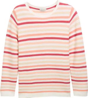 TOM TAILOR Damen Plus Size - Strickpullover mit Bio-Baumwolle, orange, Gestreift, Gr. 52