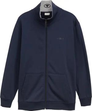 TOM TAILOR Herren Plus Size - Sweatjacke mit Stehkragen, blau, Uni, Gr. 2XL