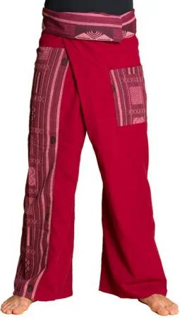 PANASIAM Wellnesshose Thai Fischerhose Webmuster bequeme Unisex Wickelhose aus Baumwolle als Yogahose Freizeithose Relaxhose loose fit