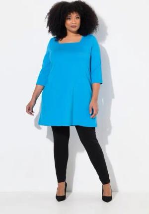 Ulla Popken Longshirt Longshirt A-Linie Carré-Ausschnitt 3/4-Arm