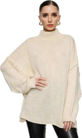 Worldclassca Longpullover WORLDCLASSCA Damen Oversize Strickpulllover Lang Pulli mit Steh Kragen Neue Kollektion - Stilvolle und gemütliche Strickmode für Damen