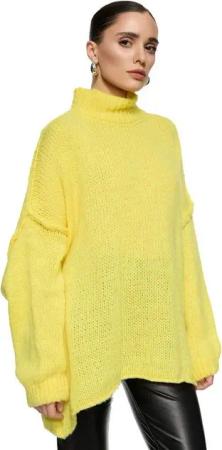Worldclassca Longpullover WORLDCLASSCA Damen Oversize Strickpulllover Lang Pulli mit Steh Kragen Neue Kollektion - Stilvolle und gemütliche Strickmode für Damen