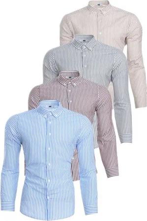 OSSY HOMER Businesshemd Streifen Slim Fit Herrenhemden 4er-Set
