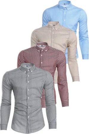 OSSY HOMER Businesshemd Streifen Slim Fit Herrenhemden 4er-Set