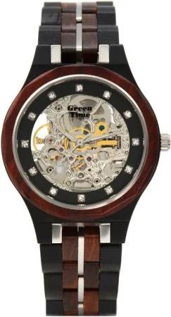 GreenTime Automatikuhr ZW178B, Armbanduhr, Damenuhr, Holzuhr, Leuchtzeiger