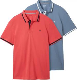 TOM TAILOR Herren Poloshirts im Doppelpack, rot, Uni, Gr. XXXL