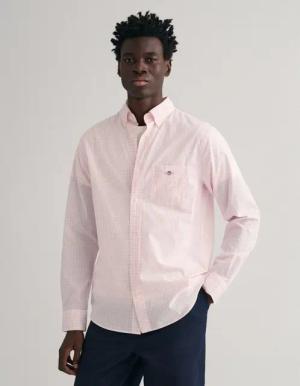 Gant Langarmhemd REG POPLIN GINGHAM SHIRT mit Logostickerei auf der Brust