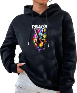 RMK Kapuzenpullover Damen Hoodie Pullover mit Kapuze Pulli Frieden Peace