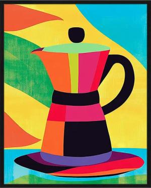 Liv Corday Wandbild FARBENFROHE RETRO-KAFFEEMASCHINE mit Rahmen