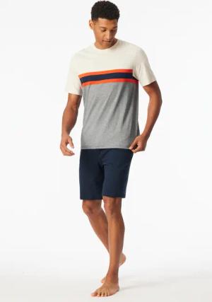 Schlafanzug kurz Ringel hellrot - Casual Nightwear 56