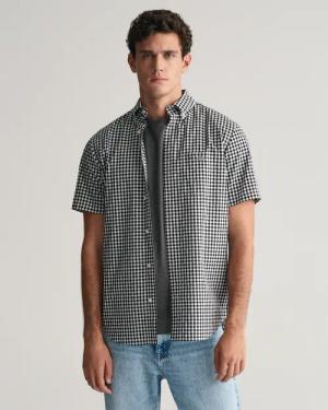 Gant Kurzarmhemd "Regular Fit Gingham Popeline Hemd strapazierfähig pflegeleicht kariert", mit einer kleinen Logostickerei auf der Brusttasche