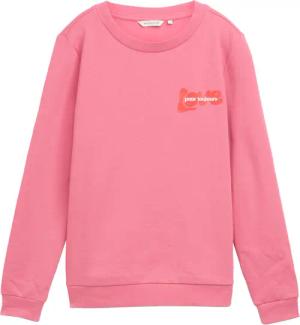 TOM TAILOR Damen Loose Fit Sweatshirt mit Print, rosa, Uni, Gr. S