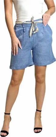 Mississhop Leinenhose Bermuda 100% Leinen Shorts mit Stoffgürtel M.357, Gr. 34-36
