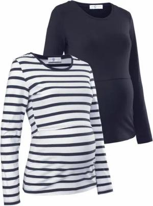 Neun Monate Umstandsshirt, 2er Pack Shirts für Schwangerschaft und Stillzeit (Packung, 2-tlg) Langarm, figurbetont, unifarben oder geringelt