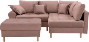 Home affaire Ecksofa Rice L-Form inkl. Hocker, Set, mit Bonnellfederkern, Hocker & Kissen, Ottomane beidseitig montierbar