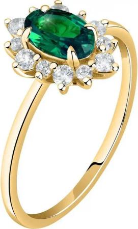Live Diamond Diamantring, Smaragd (synthetisch), Lab Grown
