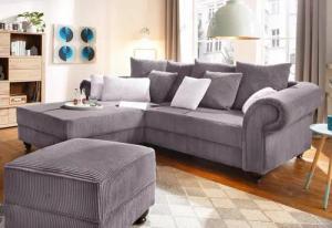 Home affaire Ecksofa King George King Henry, L-Form, mit Federkern, in legerer Polsterung und vielen Kissen