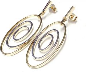 Edelschmiede925 Schmuckset moderne Ohrhänger in 375/- bicolor Gold oval