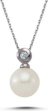 EinStein Diamant Goldkette Rund Perlen Halskette Diamant 14 Karat Weißgold, Diamant Anhänger mit Kette, Halskette, Collier in 14 Karat Gold