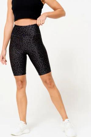 Shorts Radlerhose Damen dehnbar - Leopardenprint dunkelgrau
