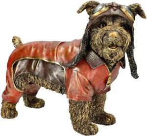 Figuren Shop GmbH Tierfigur Hunde Figur im Flieger Outfit - Schnauzer - Dekofigur Hundefigur Pilot