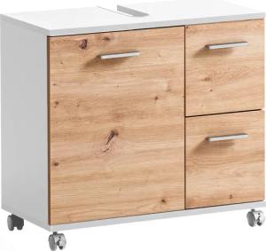welltime Waschbeckenunterschrank "Emmi, Breite 65 cm made in Germany", Siphonausschnitt, Metallbeschläge